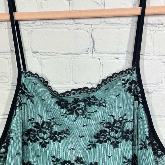 VTG Top Women XL Mesh Green Black Sheer w/ Skulks Whimsygoth Punk Vampire Goth - Picture 3 of 10